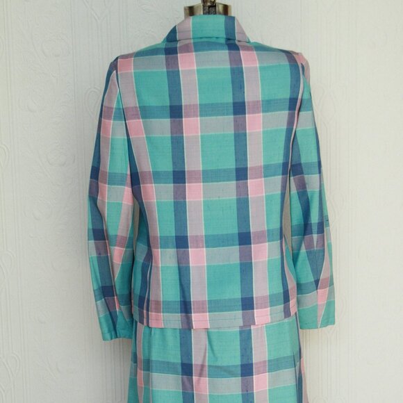 60's Givenchy summer tartan dress and suit, pastel colors - Picture 5 of 6